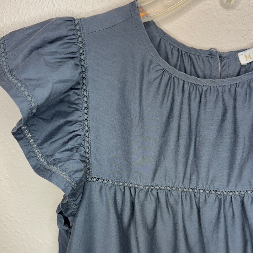 Marie Oliver Pennie‎ Charcoal Silk Cotton Crotchet Flutter Sleeve Boho - XS - Picture 4 of 16